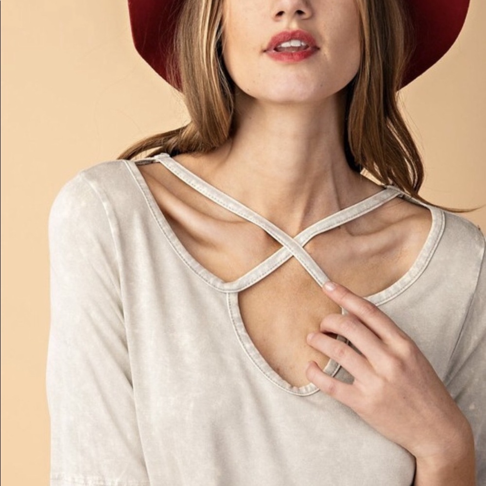 Cut out stone tee